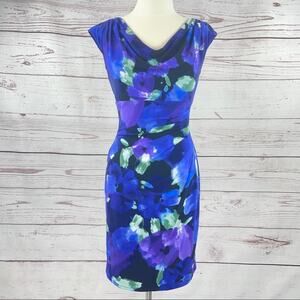 Lauren Ralph Lauren blue purple ruched drape dress